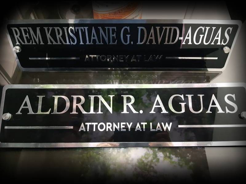 Acrylic door sign with chrome sticker